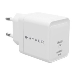 HyperJuice - Síťový adaptér - GaN - 35 Watt - QC 3.0, Power Delivery 3.0 + PPS - 2 výstupní konektory (USB-C) - bílá - Evropa