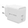 HyperJuice - Síťový adaptér - GaN - 35 Watt - QC 3.0, Power Delivery 3.0 + PPS - 2 výstupní konektory (USB-C) - bílá - Evropa