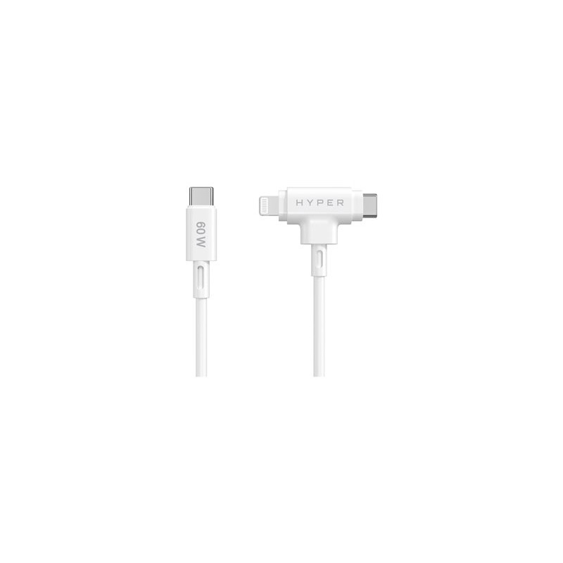 HyperJuice - Kabel Lightning - USB-C s piny (male) do Lightning, USB-C s piny (male) - 1.5 m - bílá
