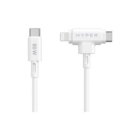 HyperJuice - Kabel Lightning - USB-C s piny (male) do Lightning, USB-C s piny (male) - 1.5 m - bílá