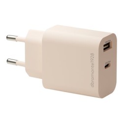 dbramante1928 re-charge - Síťový adaptér - 20 Watt - 2 výstupní konektory (USB-C, USB) - béžová - Evropa