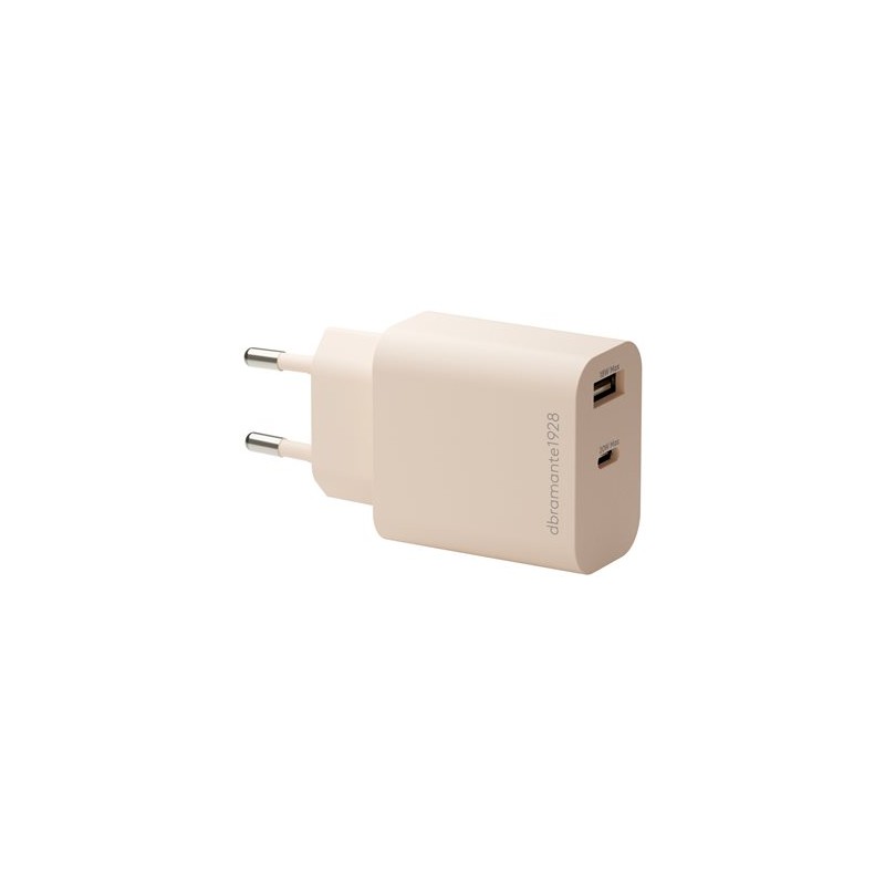 dbramante1928 re-charge - Síťový adaptér - 20 Watt - 2 výstupní konektory (USB-C, USB) - béžová - Evropa