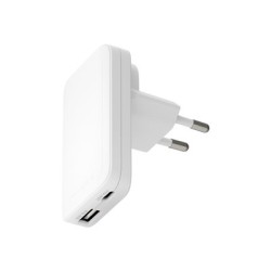 dbramante1928 re-charge Pro - Síťový adaptér - slim - 20 Watt - 2 výstupní konektory (USB-C, USB) - bílá