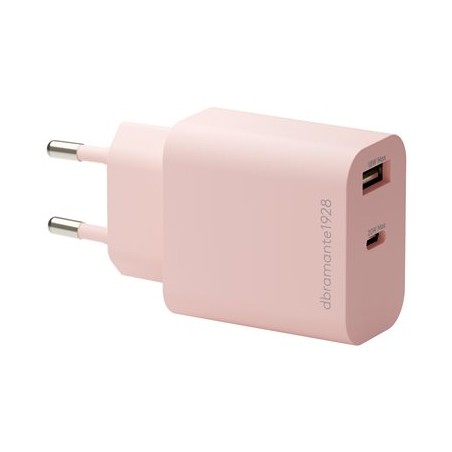 dbramante1928 re-charge - Síťový adaptér - 20 Watt - 2 výstupní konektory (USB-C, USB) - růžová - Evropa