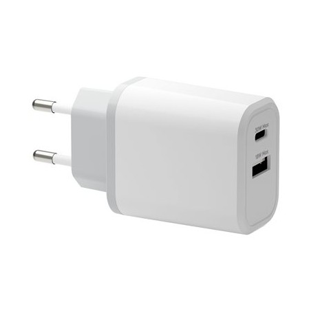 dbramante1928 re-charge - Síťový adaptér - 30 Watt - 2 výstupní konektory (24 pin USB-C, USB typ A) - bílá - Evropa