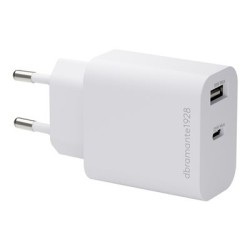 dbramante1928 re-charge - Síťový adaptér - 25 Watt - 2 výstupní konektory (USB-C, USB) - bílá CH25EUWH7244