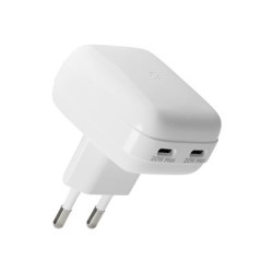 dbramante1928 re-charge Pro - Síťový adaptér - plochý - 20 Watt - 3 A - 2 výstupní konektory (USB-C) - bílá - Evropa