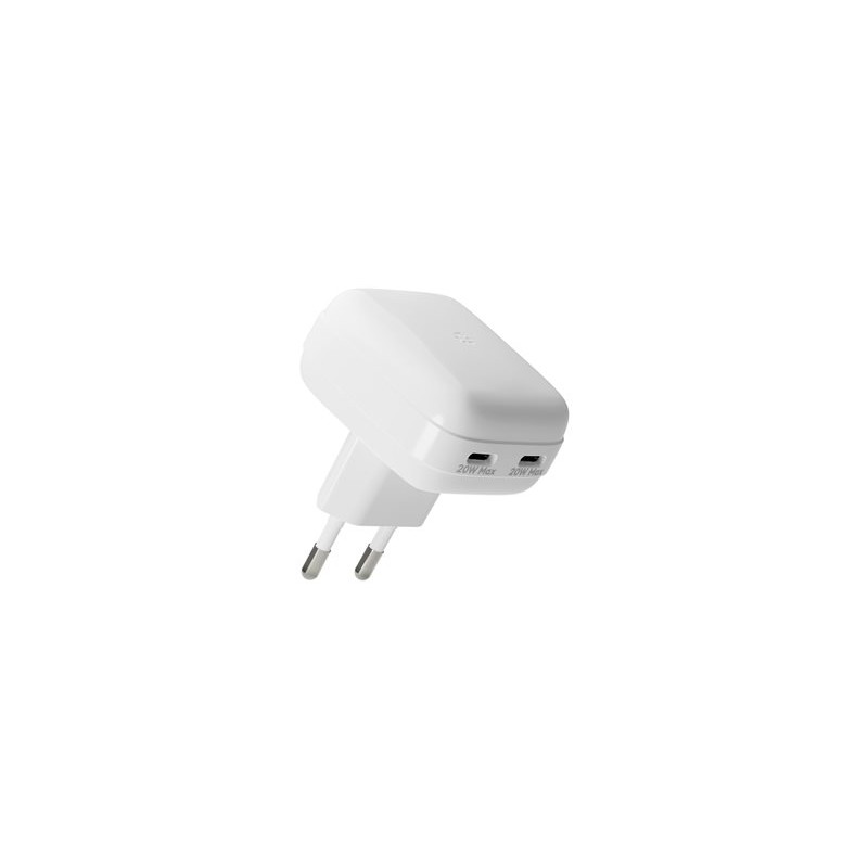 dbramante1928 re-charge Pro - Síťový adaptér - plochý - 20 Watt - 3 A - 2 výstupní konektory (USB-C) - bílá - Evropa