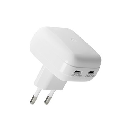 dbramante1928 re-charge Pro - Síťový adaptér - plochý - 20 Watt - 3 A - 2 výstupní konektory (USB-C) - bílá - Evropa