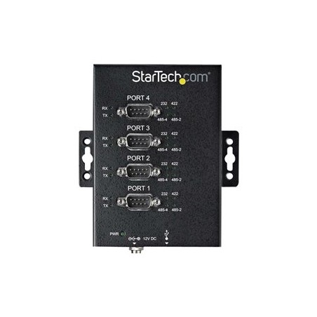 StarTech.com 4 Port Serial Hub USB to RS232/RS485/RS422 Adapter, Industrial USB 2.0 to DB9 Serial Converter Hub, IP30 Rated