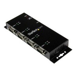 StarTech.com 4 Port USB to Serial RS232 Adapter - Wall Mount - Din Rail - COM Port Retention - FTDI USB to DB9 RS232 Hub