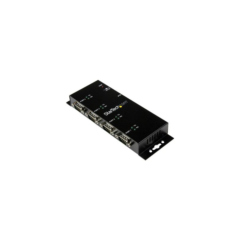 StarTech.com 4 Port USB to Serial RS232 Adapter - Wall Mount - Din Rail - COM Port Retention - FTDI USB to DB9 RS232 Hub