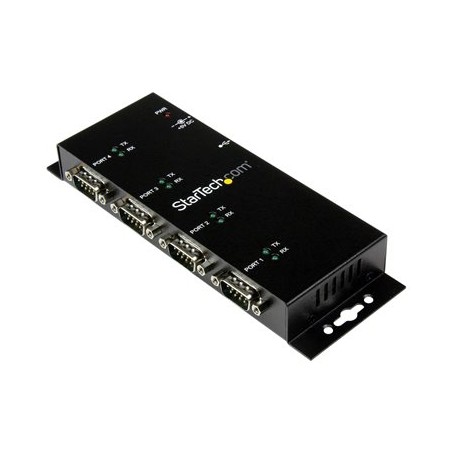 StarTech.com 4 Port USB to Serial RS232 Adapter - Wall Mount - Din Rail - COM Port Retention - FTDI USB to DB9 RS232 Hub