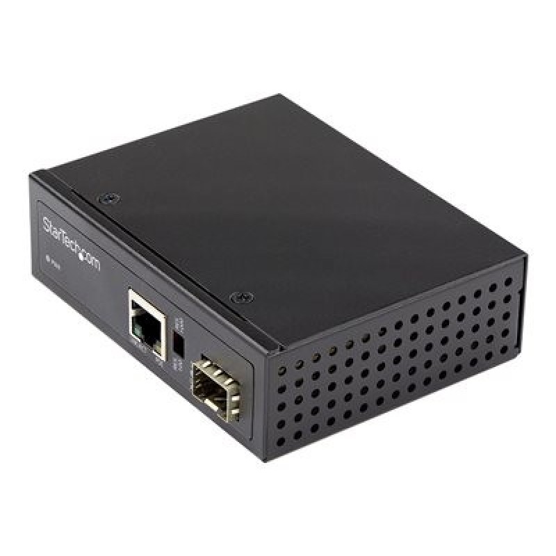 StarTech.com PoE+ Industrial Fiber to Ethernet Media Converter 60W, SFP to RJ45, Singlemode/Multimode Fiber to Copper Gigabit