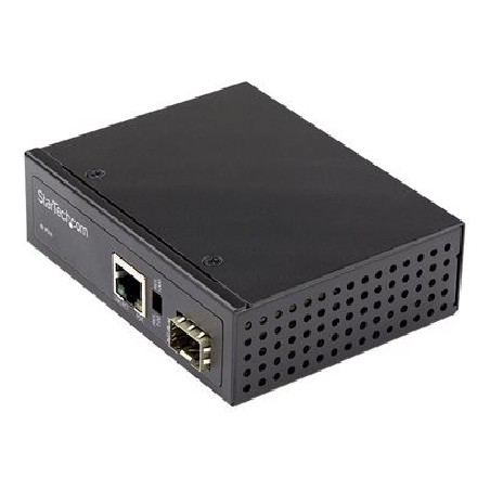 StarTech.com PoE+ Industrial Fiber to Ethernet Media Converter 60W, SFP to RJ45, Singlemode/Multimode Fiber to Copper Gigabit