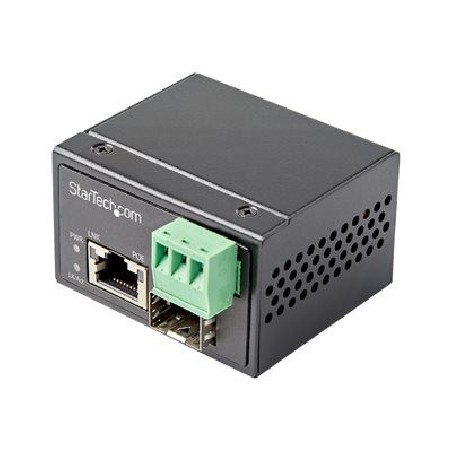 StarTech.com PoE+ Industrial Fiber to Ethernet Media Converter 30W, SFP to RJ45, Singlemode/Multimode Fiber Optic to Copper