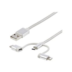 StarTech.com USB Multi Charging Cable - 3.3 ft / 1m - Lightning / USB-C / Micro-USB - Braided - MFi Certified - USB 2.0 - 3 in