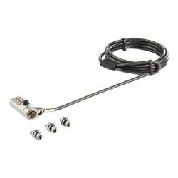 StarTech.com 6.5' (2m) 3-in-1 Universal Laptop Cable Lock, 4-Digit Combination Laptop/Desktop Security Cable Lock Compatible w/