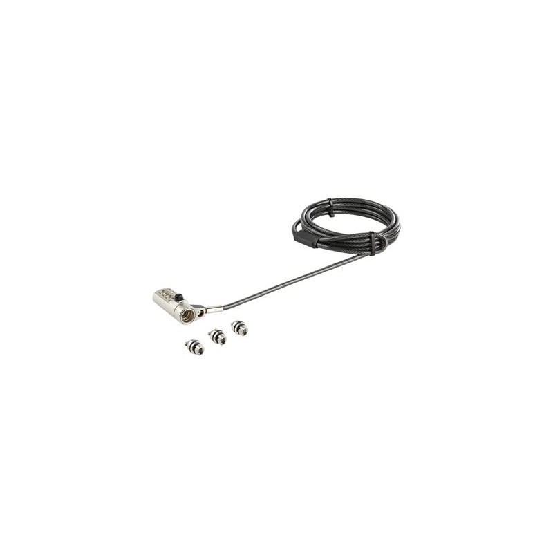 StarTech.com 6.5' (2m) 3-in-1 Universal Laptop Cable Lock, 4-Digit Combination Laptop/Desktop Security Cable Lock Compatible w/