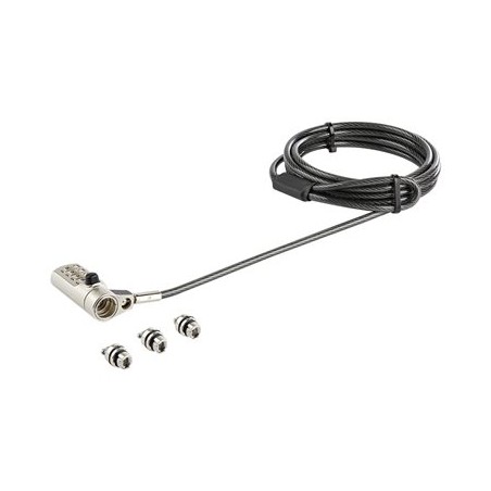 StarTech.com 6.5' (2m) 3-in-1 Universal Laptop Cable Lock, 4-Digit Combination Laptop/Desktop Security Cable Lock Compatible w/
