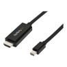 StarTech.com Mini DisplayPort to HDMI Adapter Cable - mDP to HDMI Adapter with Built-in Cable - Black - 3 m (10 ft.) - Ultra HD