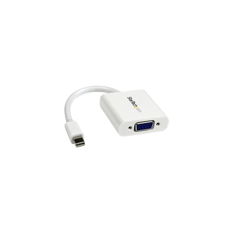 StarTech.com Mini DisplayPort to VGA Adapter - White - 1080p - Thunderbolt to VGA Monitor Adapter - Mini DP to VGA Converter
