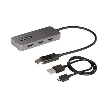 StarTech.com 3-Port MST Hub, DisplayPort to Triple HDMI Monitors, 4K 60Hz, DP 1.4 Multi-Monitor Video Adapter with 1ft (30cm)