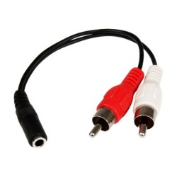 StarTech.com 6in RCA to 3.5mm Female Cable - Audio to RCA Cable - 3.5mm Female to 2x RCA Male - Aux to RCA - Stereo Audio Cable