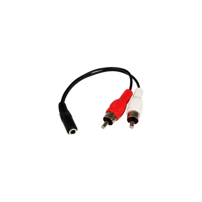 StarTech.com 6in RCA to 3.5mm Female Cable - Audio to RCA Cable - 3.5mm Female to 2x RCA Male - Aux to RCA - Stereo Audio Cable