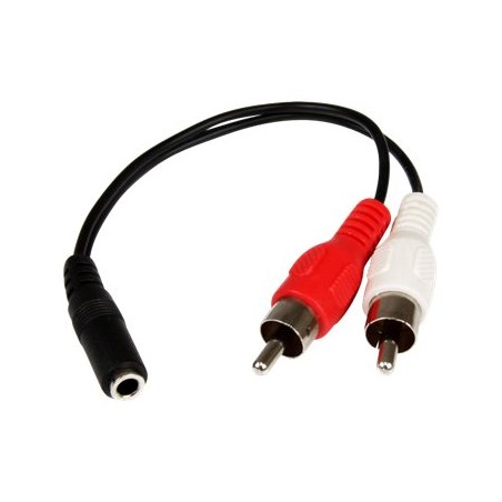 StarTech.com 6in RCA to 3.5mm Female Cable - Audio to RCA Cable - 3.5mm Female to 2x RCA Male - Aux to RCA - Stereo Audio Cable