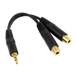 StarTech.com 6 in. 3.5mm Audio Splitter Cable - Stereo Splitter Cable - Gold Terminals - 3.5mm Male to 2x 3.5mm Female