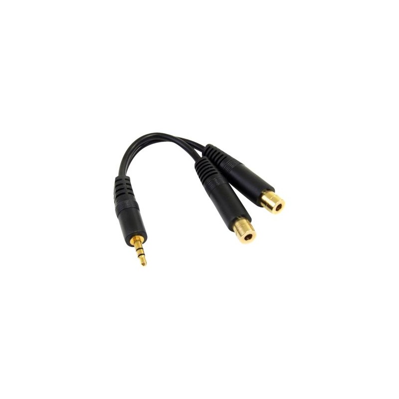 StarTech.com 6 in. 3.5mm Audio Splitter Cable - Stereo Splitter Cable - Gold Terminals - 3.5mm Male to 2x 3.5mm Female