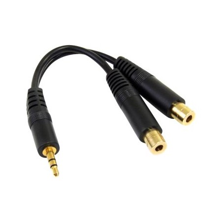 StarTech.com 6 in. 3.5mm Audio Splitter Cable - Stereo Splitter Cable - Gold Terminals - 3.5mm Male to 2x 3.5mm Female