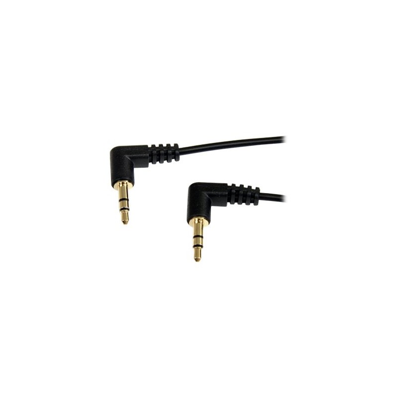 StarTech.com 1 ft. (0.3 m) Right Angle 3.5 mm Audio Cable - 3.5mm Slim Audio Cable - Right Angle - Male/Male - Aux Cable