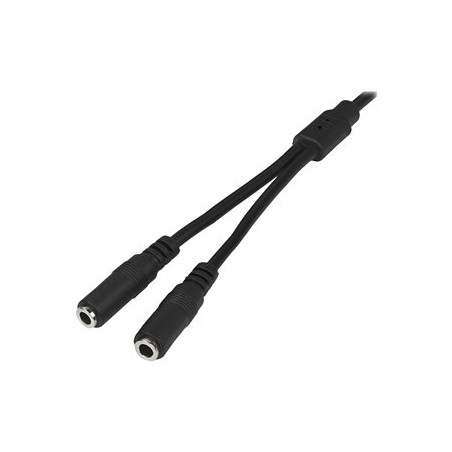 StarTech.com 3.5mm Audio Extension Cable - Slim Audio Splitter Y Cable and Headphone Extender - Male to 2x Female AUX Cable