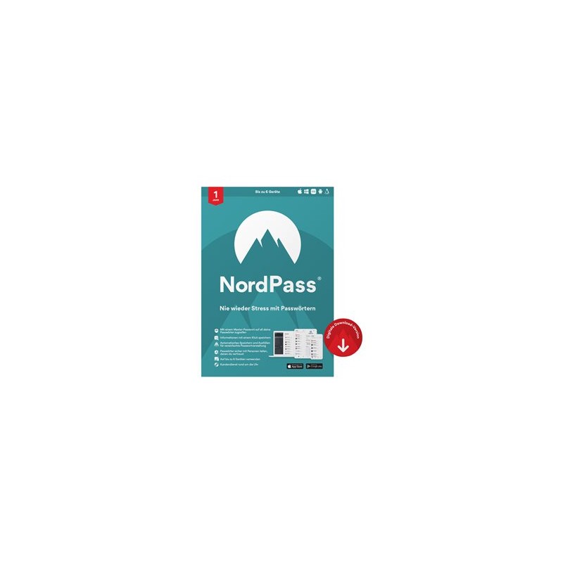 NordPass Premium - Licence na predplatné (1 rok) - 6 zarízení - ESD - Linux, Win, Mac, Android, iOS