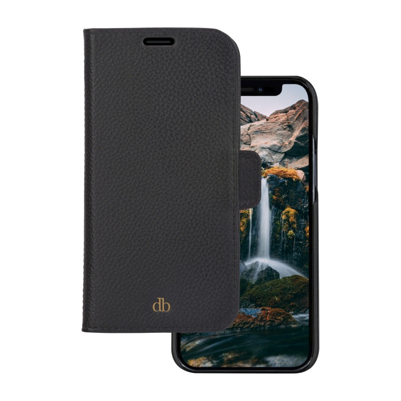 dbramante1928 New York - Pouzdro s klopou pro mobilní telefon - detachable magnetic back-cover - kůže Saffiano - noční čerň