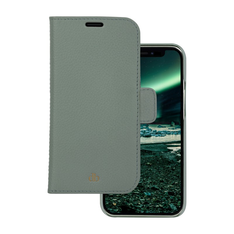 dbramante1928 New York - Pouzdro s klopou pro mobilní telefon - detachable magnetic back-cover - kůže Saffiano - green bay