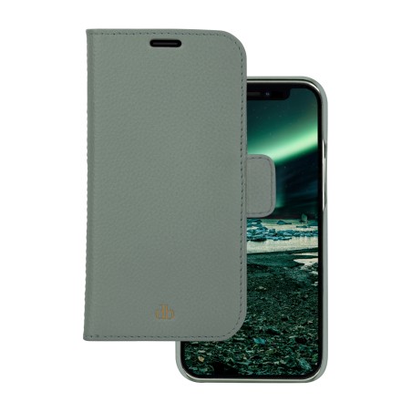dbramante1928 New York - Pouzdro s klopou pro mobilní telefon - detachable magnetic back-cover - kůže Saffiano - green bay