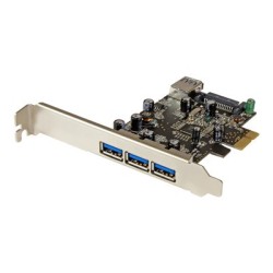 StarTech.com 4 Port PCI Express USB 3.0 Card - 3 External and 1 Internal - Native OS Support in Windows 8 and 7 - Standard and