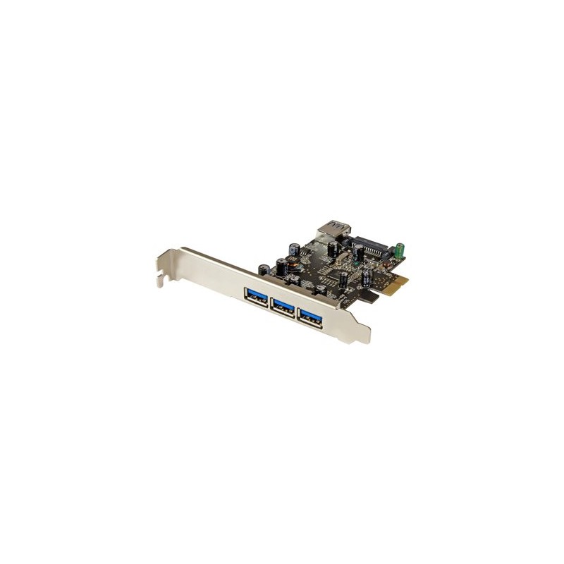 StarTech.com 4 Port PCI Express USB 3.0 Card - 3 External and 1 Internal - Native OS Support in Windows 8 and 7 - Standard and