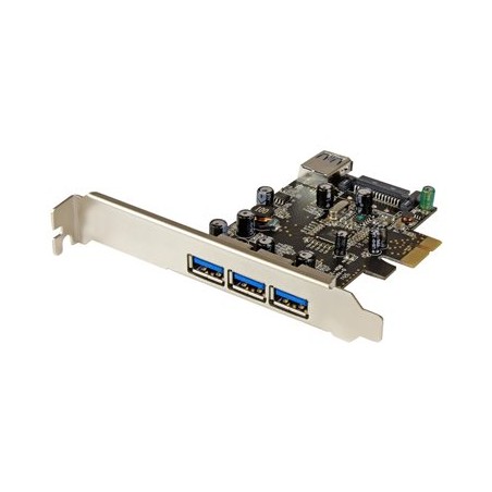 StarTech.com 4 Port PCI Express USB 3.0 Card - 3 External and 1 Internal - Native OS Support in Windows 8 and 7 - Standard and