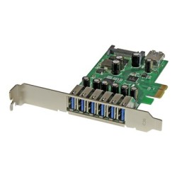 StarTech.com 7 Port PCI Express USB 3.0 Card - Standard & Low-Profile - SATA Power - UASP Support - 1 Internal & 6 External USB