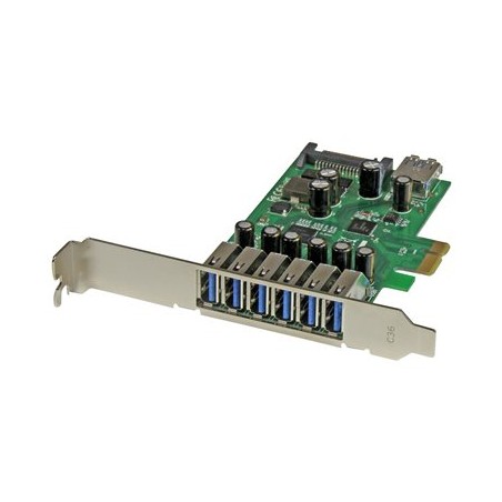 StarTech.com 7 Port PCI Express USB 3.0 Card - Standard & Low-Profile - SATA Power - UASP Support - 1 Internal & 6 External USB