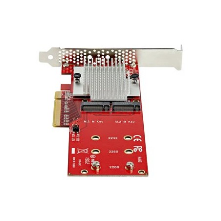 StarTech.com Dual M.2 PCIe SSD Adapter Card, x8 / x16 Dual NVMe or AHCI M.2 SSD to PCI Express 3.0, M.2 NGFF PCIe (M-Key)