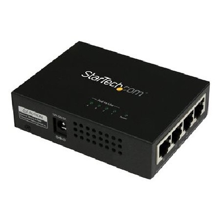 StarTech.com 4 Port Gigabit Midspan - PoE+ Injector - 802.3at and 802.3af - Wall-mountable Power over Ethernet Midspan