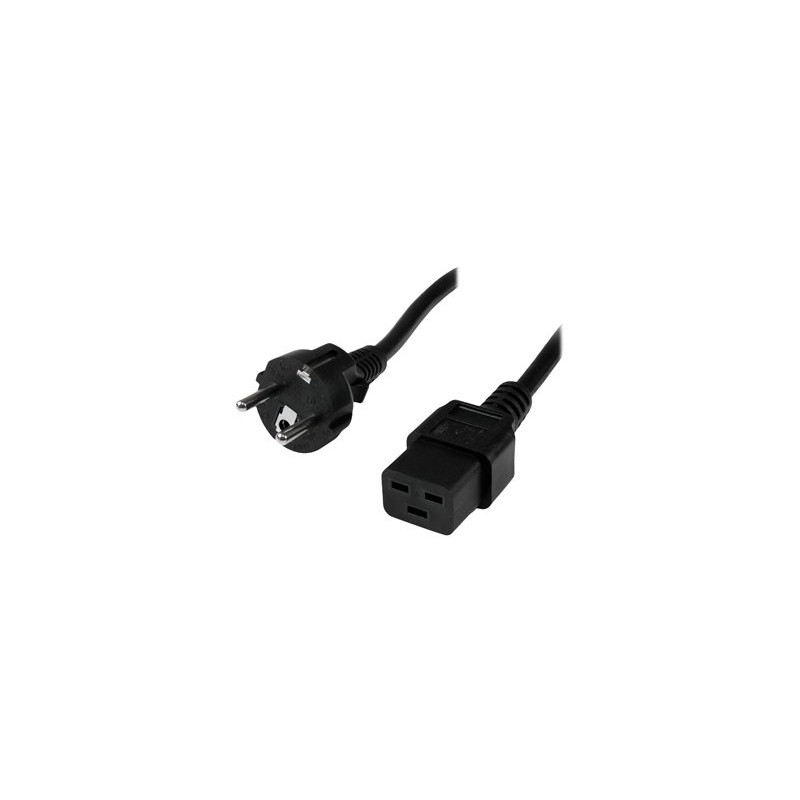 StarTech.com 2m (6ft) Computer Power Cord, 16AWG, EU Schuko to C19 Power Cord, 16A 250V, Black Replacement AC Cord, TV/Monitor