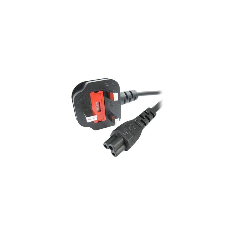 StarTech.com 3ft (1m) UK Laptop Power Cable, BS 1363 to C5 Clover Leaf, 2.5A 250V, 18AWG, Notebook/Laptop Replacement Cord