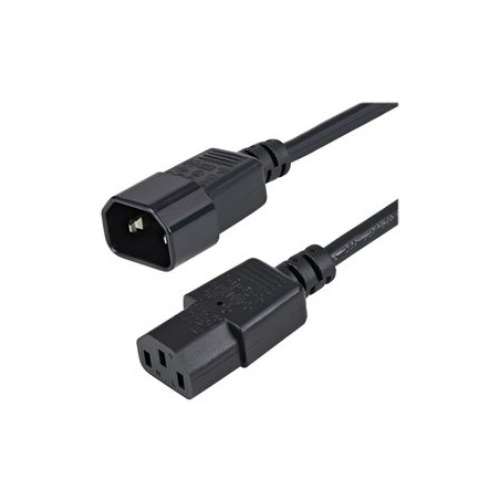 StarTech.com 1m (3ft) Power Extension Cord, C14 to C13, 10A 125V, 18AWG, Black Computer Power Cord Extension, Power Supply