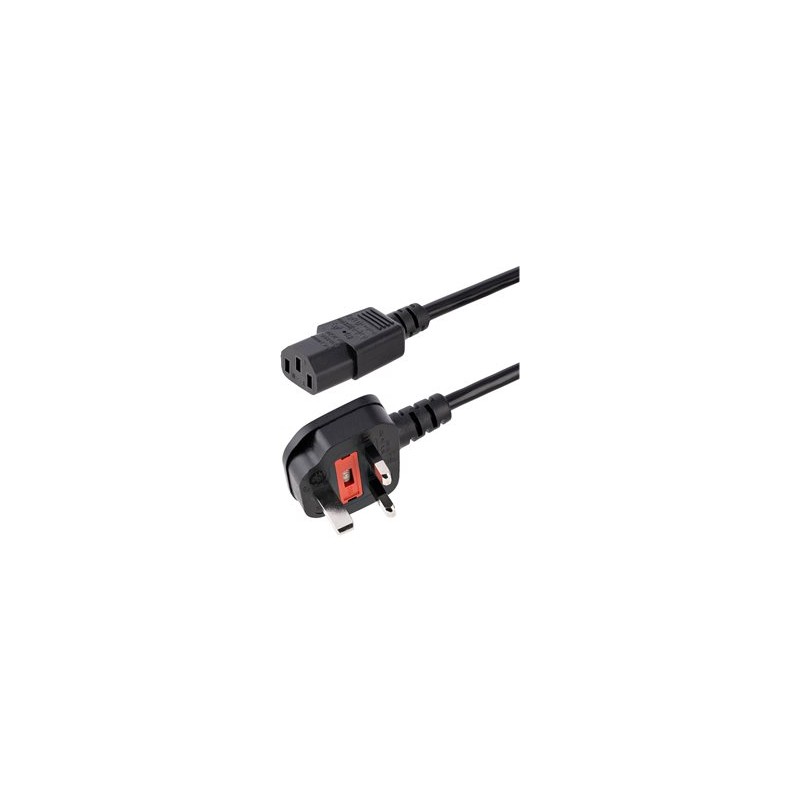 StarTech.com 6ft (1.8m) UK Computer Power Cable, 18AWG, BS 1363 to C13 Power Cord, 10A 250V, Black Replacement AC Power Cord